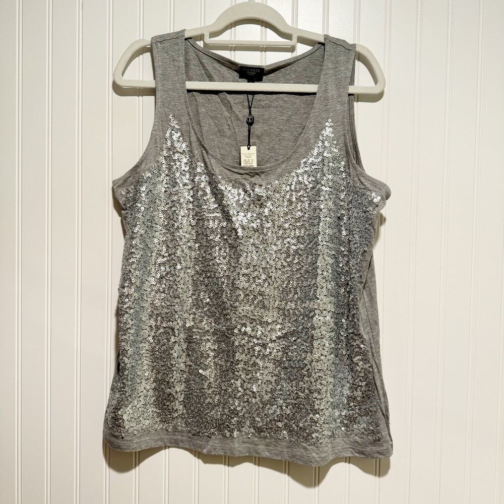 Talbots Silver Sequined Knit Tank NEW Plus Size 1X